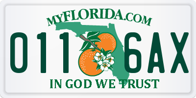 FL license plate 0116AX