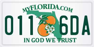 FL license plate 0116DA