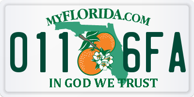 FL license plate 0116FA