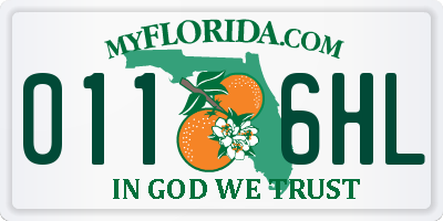 FL license plate 0116HL