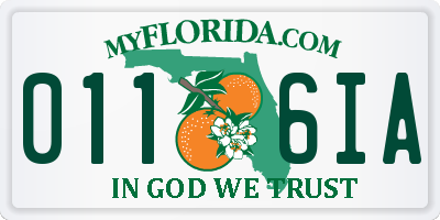 FL license plate 0116IA