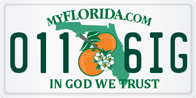 FL license plate 0116IG