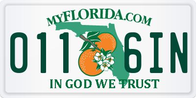 FL license plate 0116IN