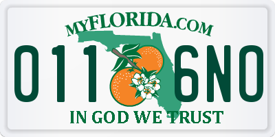 FL license plate 0116NO