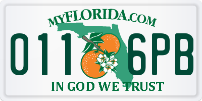 FL license plate 0116PB
