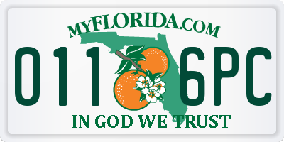 FL license plate 0116PC