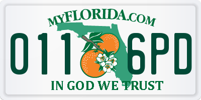 FL license plate 0116PD