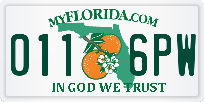FL license plate 0116PW