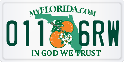 FL license plate 0116RW