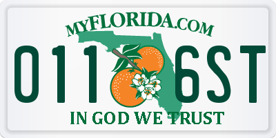 FL license plate 0116ST
