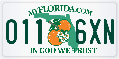 FL license plate 0116XN