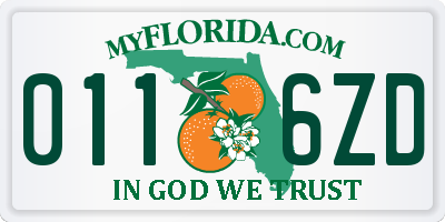 FL license plate 0116ZD
