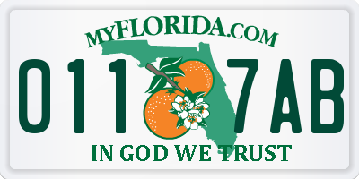 FL license plate 0117AB
