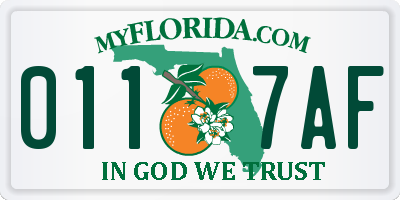 FL license plate 0117AF