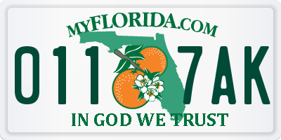 FL license plate 0117AK