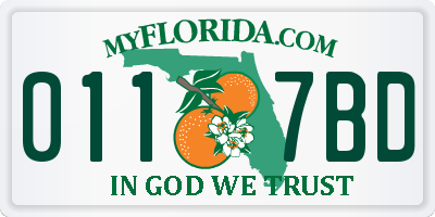 FL license plate 0117BD