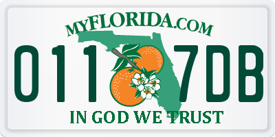 FL license plate 0117DB