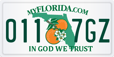 FL license plate 0117GZ