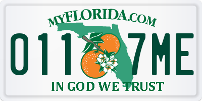 FL license plate 0117ME