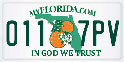 FL license plate 0117PV
