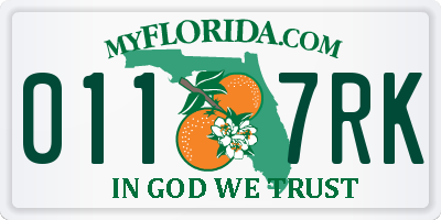 FL license plate 0117RK