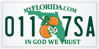 FL license plate 0117SA