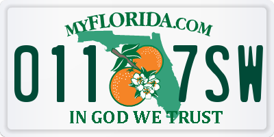 FL license plate 0117SW