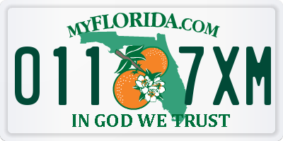 FL license plate 0117XM