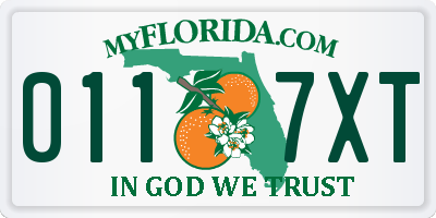 FL license plate 0117XT