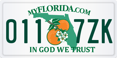 FL license plate 0117ZK