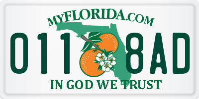 FL license plate 0118AD