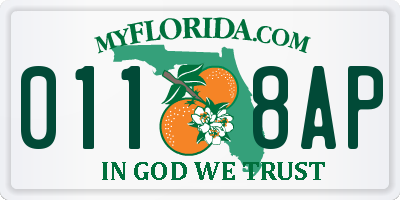 FL license plate 0118AP