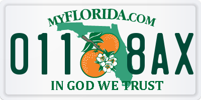 FL license plate 0118AX
