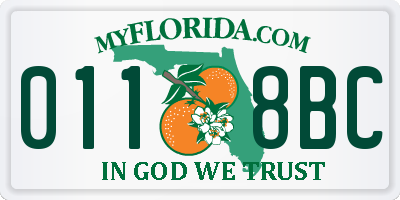 FL license plate 0118BC