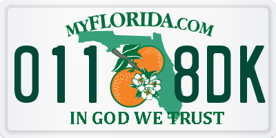 FL license plate 0118DK
