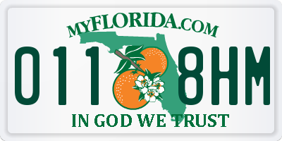 FL license plate 0118HM