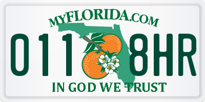 FL license plate 0118HR