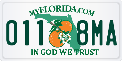 FL license plate 0118MA
