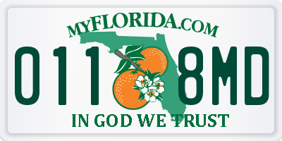 FL license plate 0118MD