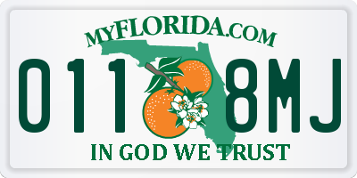 FL license plate 0118MJ