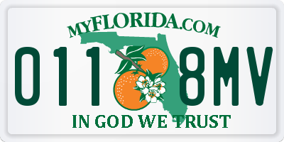 FL license plate 0118MV