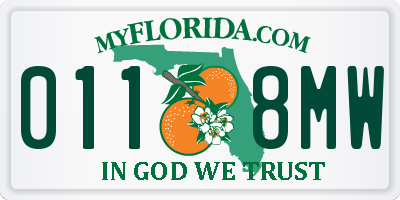FL license plate 0118MW