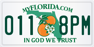 FL license plate 0118PM