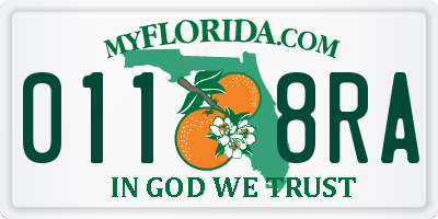 FL license plate 0118RA