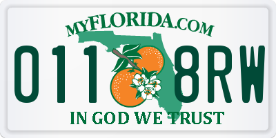 FL license plate 0118RW
