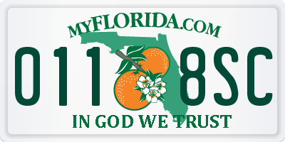 FL license plate 0118SC