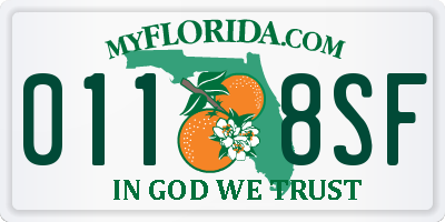 FL license plate 0118SF