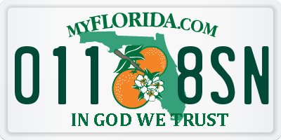 FL license plate 0118SN