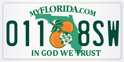 FL license plate 0118SW