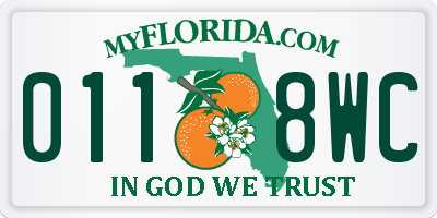 FL license plate 0118WC